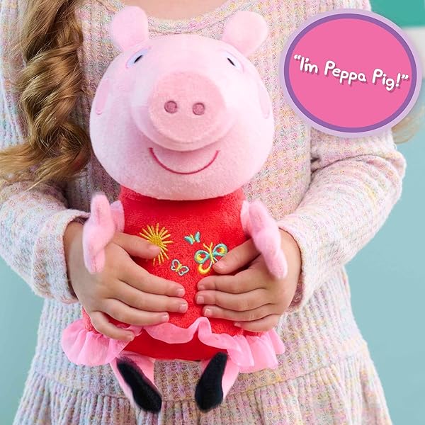 PEPPA PIG GREAT DAY FOR GIGGLES PEPPA 9-INCH PLUSH WITH MUSIC AND SOUND, GIGGLES AND SNORTS, KIDS TOYS FOR AGES 3 UP BY JUST PLAY