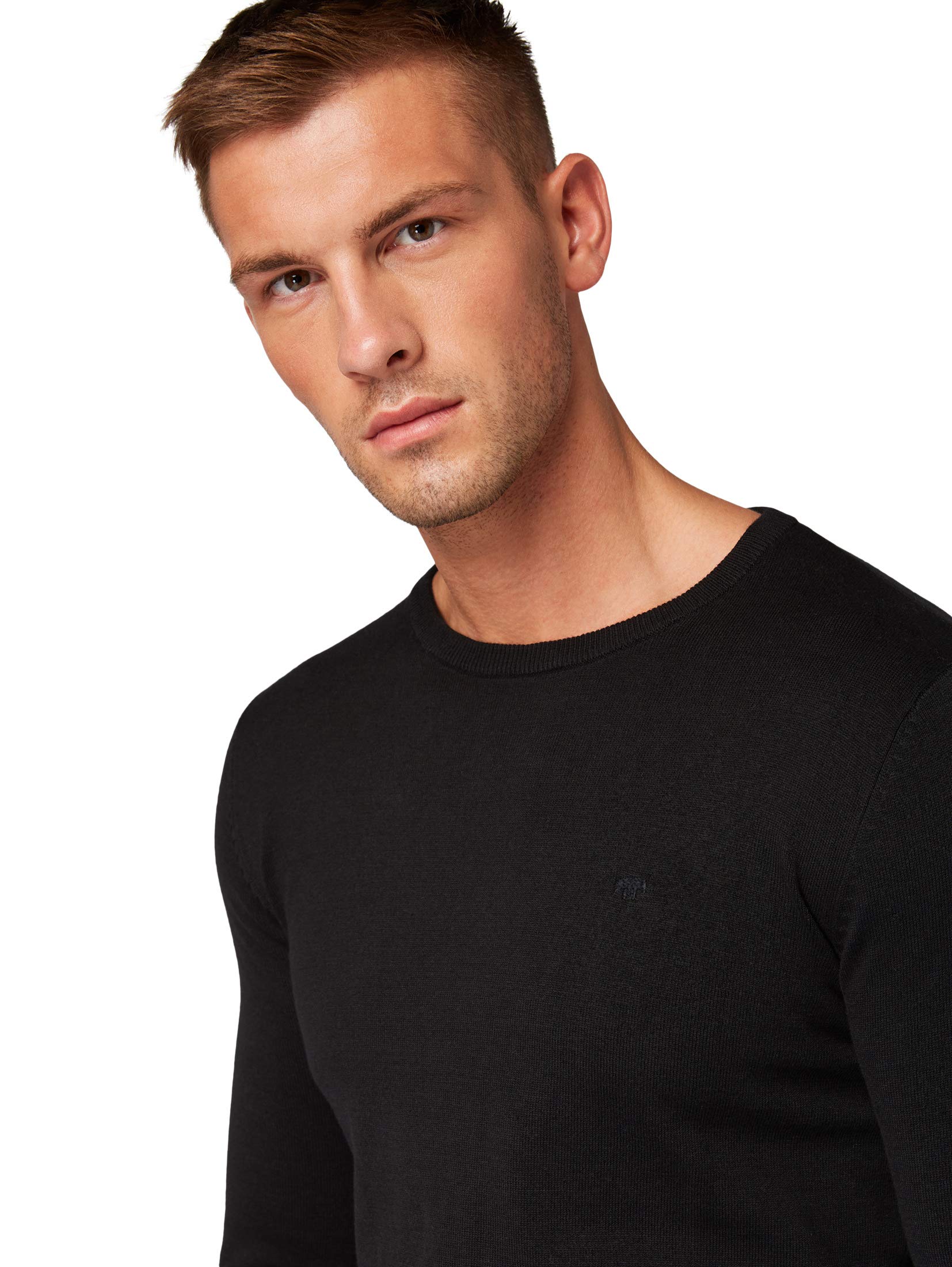 TOM TAILOR Herren 1012819 Basic Strickpullover Mit Crewneck, 29999 - Black, L EU 4