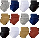 RATIVE Newborn Baby Socks 0-6,6-12 Months Terry Turn Cuff Socks for Boys Girls