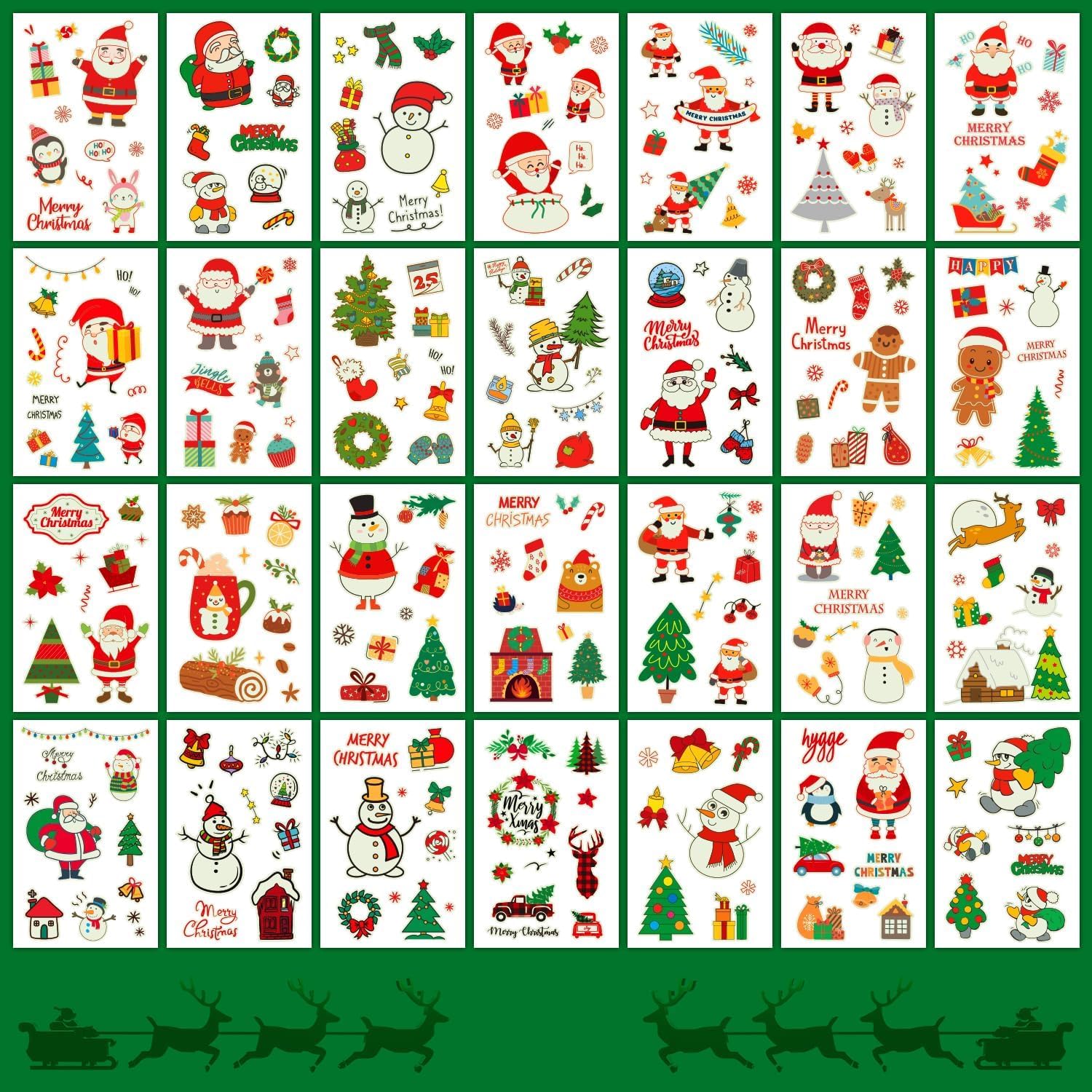 Partywind 56 Sheets (535 Glow Styles) Christmas Temporary Tattoos Party Decorations, Luminous Christmas Holiday Party Supplies for Kids Stocking Stuffers, Tattoo Stickers for Xmas