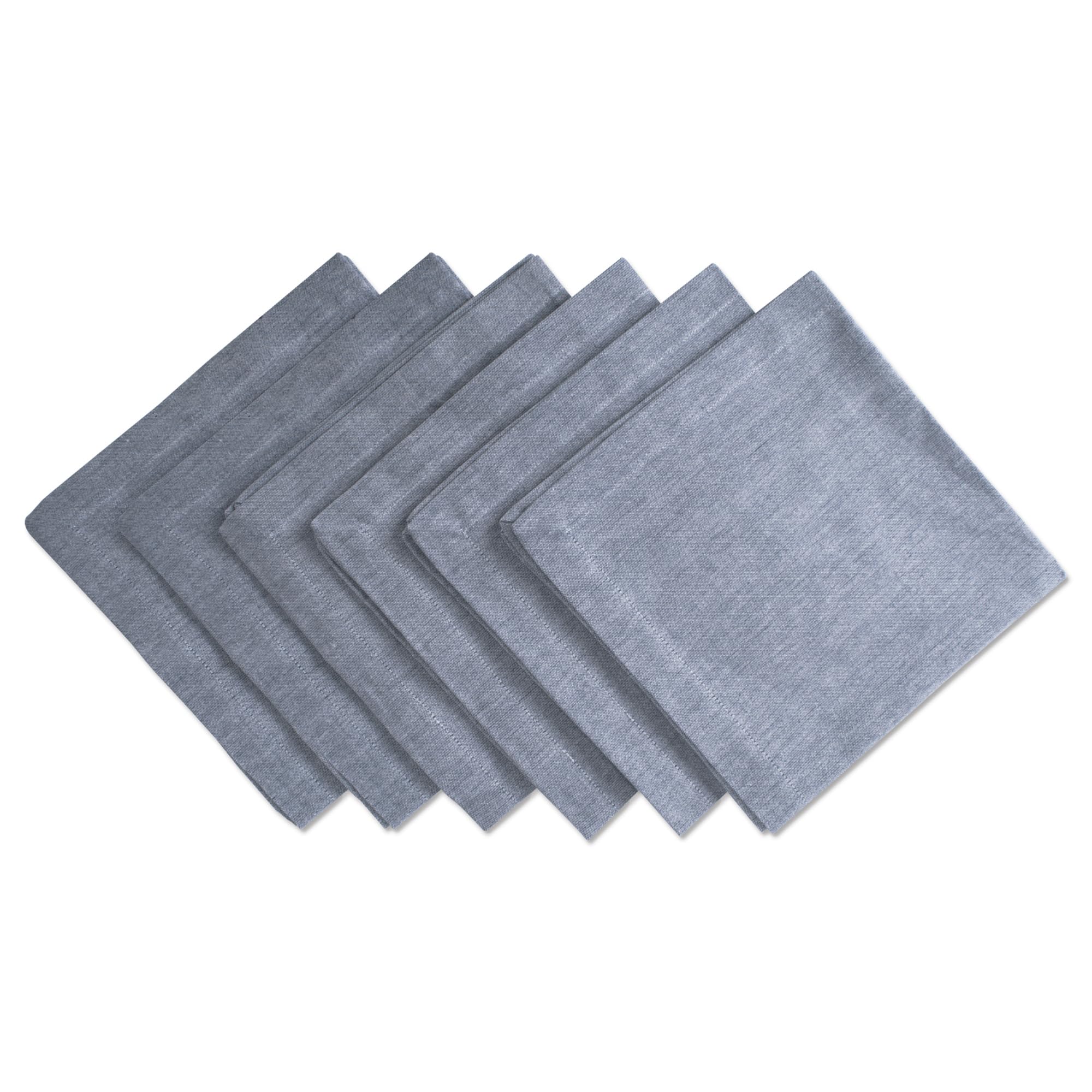 DII CAMZ36965 100% Cotton, Chambray Napkin Set, Oversized Basic Everyday, Blue 6 Count