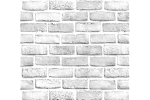 Yancorp 10ft White Gray Brick Wall Paper Peel and Stick Wallpaper Brick Vinyl Wrap,Self-Adhesive Paper Backsplash Kitchen Living Room