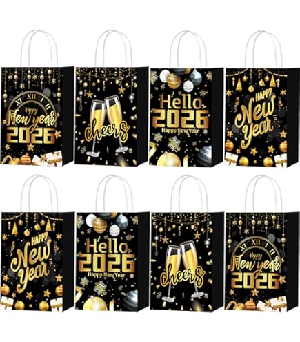 Amazon.com: Zhanmai 36 Pcs Happy New Year Black Gift Bags Bulk