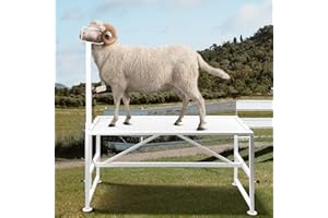 Belinova Goat Milking Stand Goat Stand Sheep Stand for Trimming Metal Livestock Stand with Adjustable Headpiece Goat Shearing Livestock Stand Height Adjustable, White