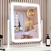 ROLOVE Vanity Mirror with Lights, 12.6"x15" LED Makeup Mirror with Lights, Smart Touch Control 3 Color Dimmable, Lighted Desk