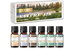 EUQEE 6PCS Fragrance Oils Set Nature Air Premium Fragrance Oil - Cedarwood, Sandalwood, Sea Breeze, Forest Pine, Bamboo & Tea
