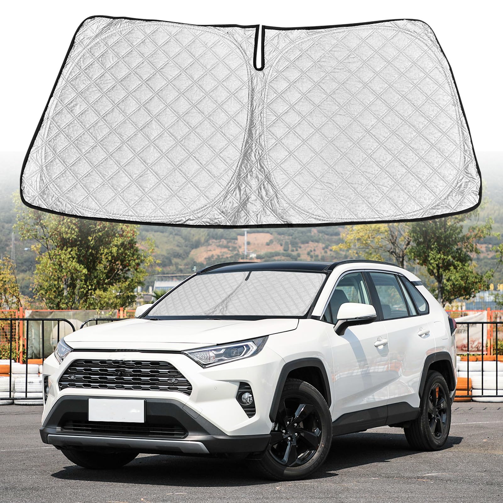 LANZMYAN Front Windshield Sun Shade for Toyota RAV4 2019-2024,Upgraded ...