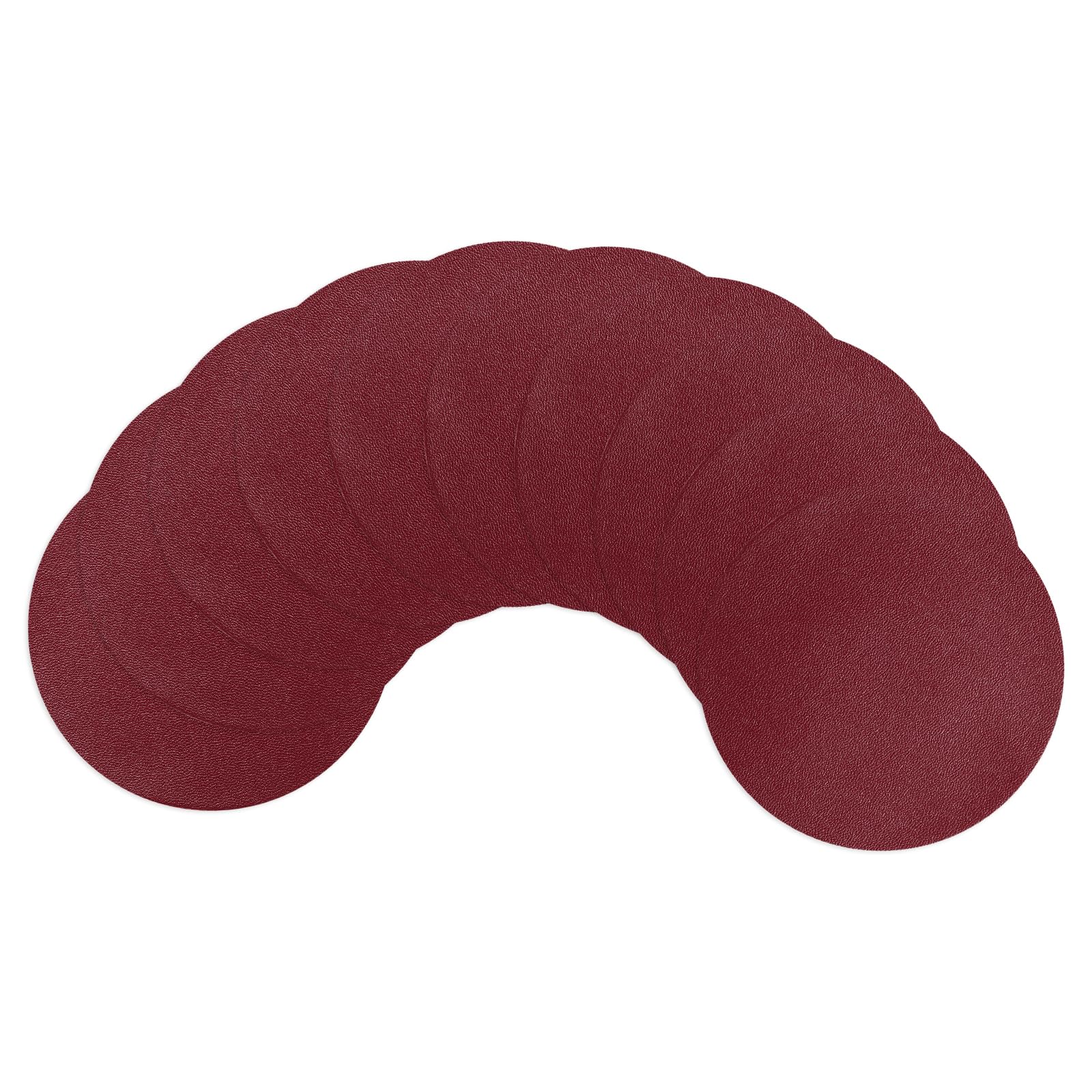 uxcell Round Drink Coasters Set of 10 Dual Sided Non-Slip Non-Stick Waterproof Leather Coasters for Drinks, Coffee Table, Housewarming Gifts, Home Decor 4"×4"Claret