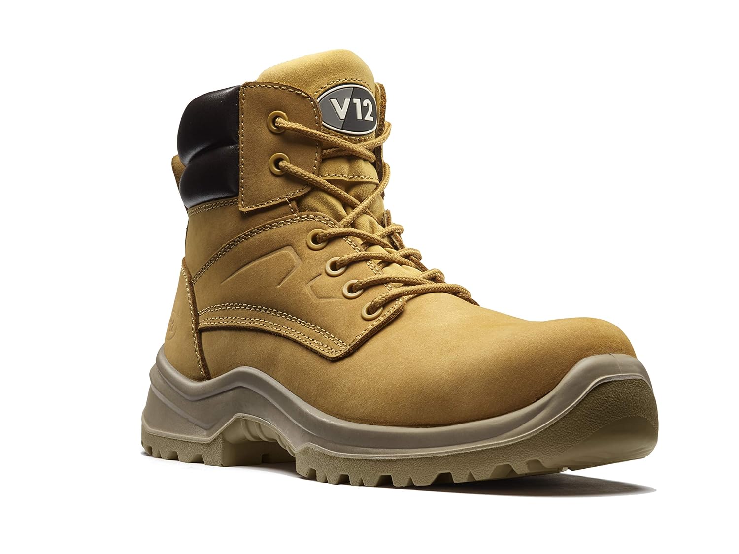 V12 Bobcat STS Honey S1P SRC Safety Work Boots for Men, Composite Toe Cap, Anti-Penetration Midsole, Slip-Resistant