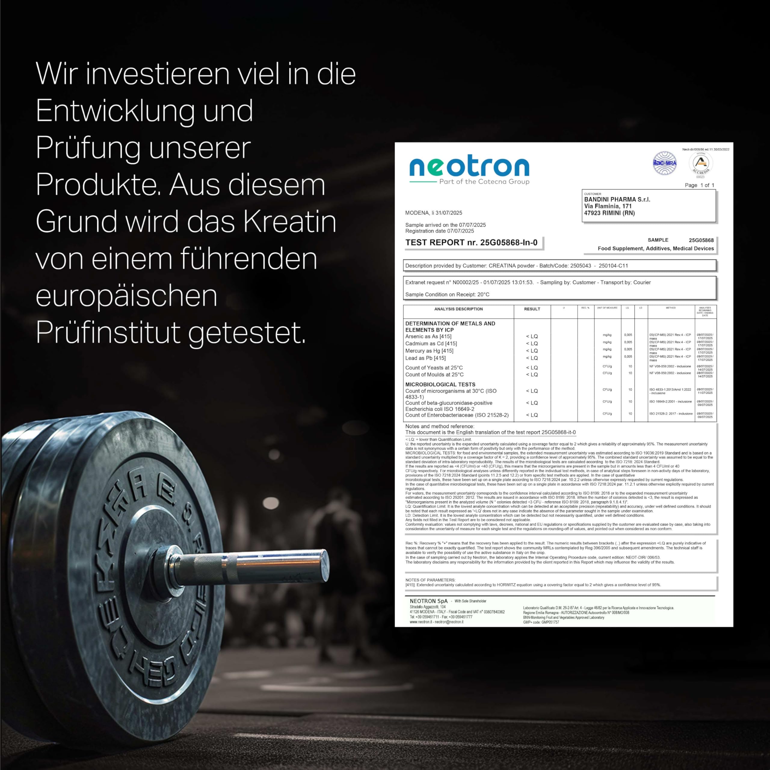 Bandini® Creatin Monohydrat 500g Pulver, ultrafein und perfekt löslich - Reines Kreatin optimal hochdosiert - Ideal für Fitness, Training & Gym – 147 Portionen - Creatine Monohydrate Powder 100% vegan 4