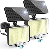 AUDERWIN 294 LED Split Solar Motion Sensor Outdoor Lights, 2600Lm Solar Flood Lights, IP67 Waterproof Outside Solar Powered Security Spot Lights for Porch Patio Yard Garage Fence Garden, 2 Pack Black