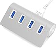 Sabrent Premium 4 Port Aluminum USB 3.0 Hub (30" cable) for iMac, MacBook, MacBook Pro, MacBook Air, Mac Mini, or any PC [Silver] (HB-MAC3)
