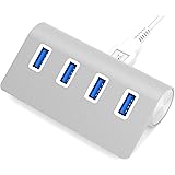 Sabrent Premium 4 Port Aluminum USB 3.0 Hub (30" cable) for iMac, MacBook, MacBook Pro, MacBook Air, Mac Mini, or any PC [Silver] (HB-MAC3)