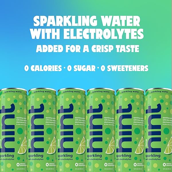 HINT SPARKLING WATER, LIME – CANNED FLAVORED WATER BEVERAGES WITH ELECTROLYTES, ZERO CALORIES, AND SUGAR FREE – 12 FL OZ CANS (PACK OF 12)
