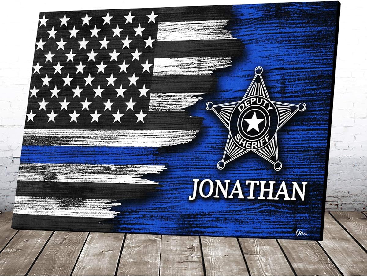 Personalized Custom Name Number Badge Deputy Sheriff Thin Blue Line Lives Matter
