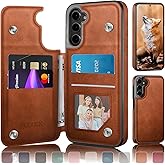 DJDUCK Designed for Samsung Galaxy S23 Case Wallet with Card Holder, [Magnetic Clasp Cover] [RFID Blocking Leather Protection] Shockproof Women Men Cases for Samsung S23 Light Brown
