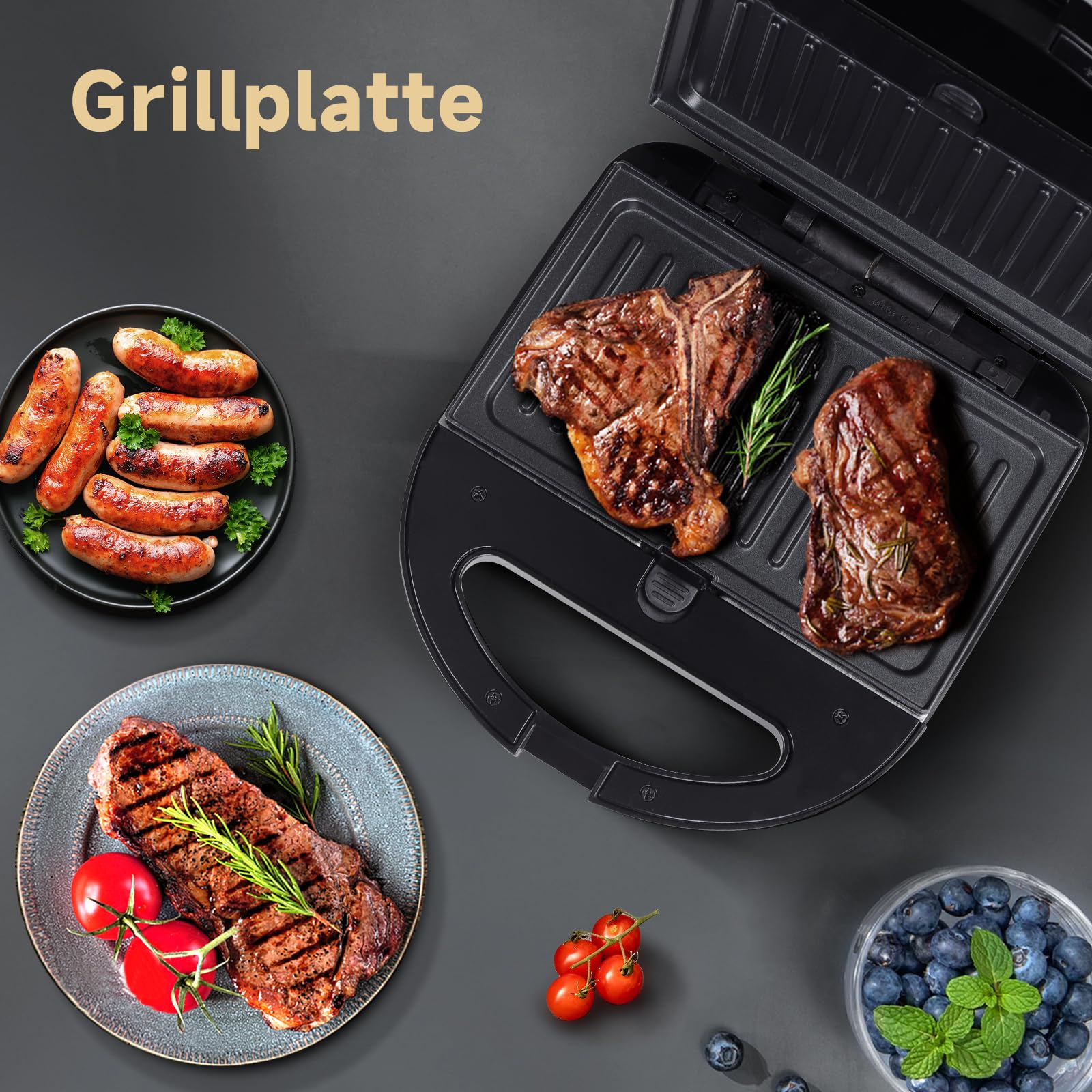 Sandwichmaker 3 in 1, Sandwichtoaster, Kontaktgrill, Waffeleisen 3 in 1, 3 Abnehmbare, Spülmaschinengeeignete und Antihaftbeschichtete Grillplatten, Dreieckig Sandwich Maker 30JVU, 750 W 7