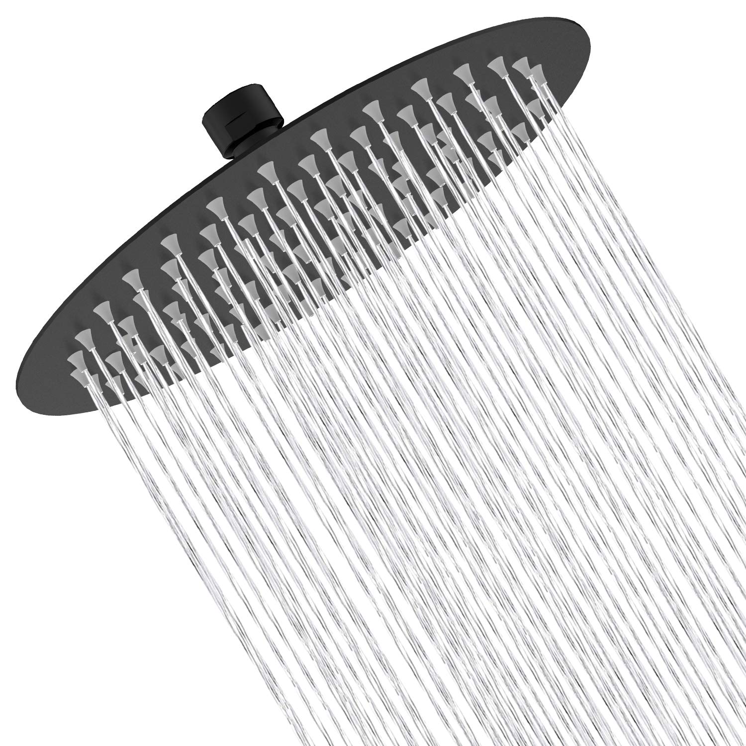 Rain Shower Head High Pressure,WOOPHEN 6 Inch 304 Stainless Steel Rainfall Showerhead, Resist Spot Fingerprint, Swivel Spray Angle, Voluptuous Shower Experience, Easy Installation, Matte Black