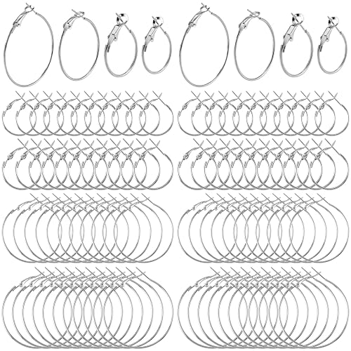 PAGOW 96-Piece Hoop Earring Findings - Hypoallergenic Alloy, Silver & Gold, 20mm-40mm For Jewelry Making - View #5