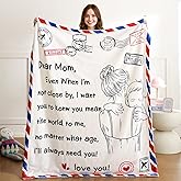 weigelia Dear Mom Throw Blanket - Soft Fleece Throw Blanket for Mom Gifts, Warm & Cozy Mothers Day Birthday from Daughter Son, Lovly Blanket Gift for Bed, Sofa (Beige, 50" x 60")