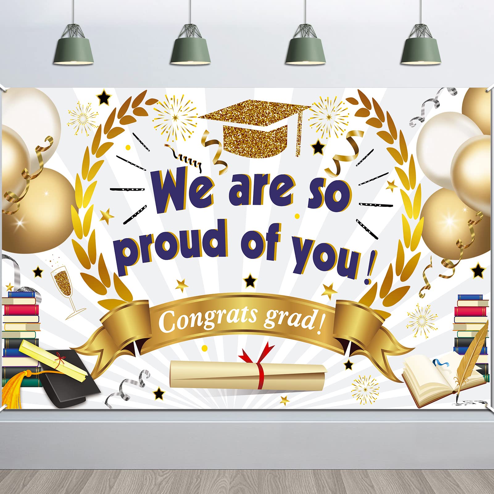 HOWAF Large Graduation Background Banner for Graduation Party Decoration 2023, We Are So Proud Of You Banner Fabric Class of 2023 Grad University High School Student Graduation Commencement Decoration