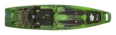 Perception Kayaks Outlaw 11.5 - Sit on Top Fishing Kayak - Fold Away Lawn Chair Seat - 4 Rod Holders - Integrated Tackle Trays - 11.5 ft - Moss Camo
