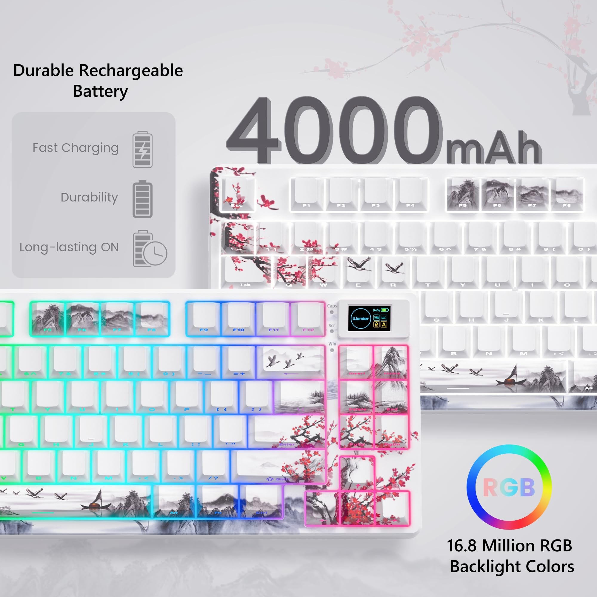 Keyboard Arm Color Mua Womier 75% Keyboard with Color Multimedia Screen Wireless Gaming ...