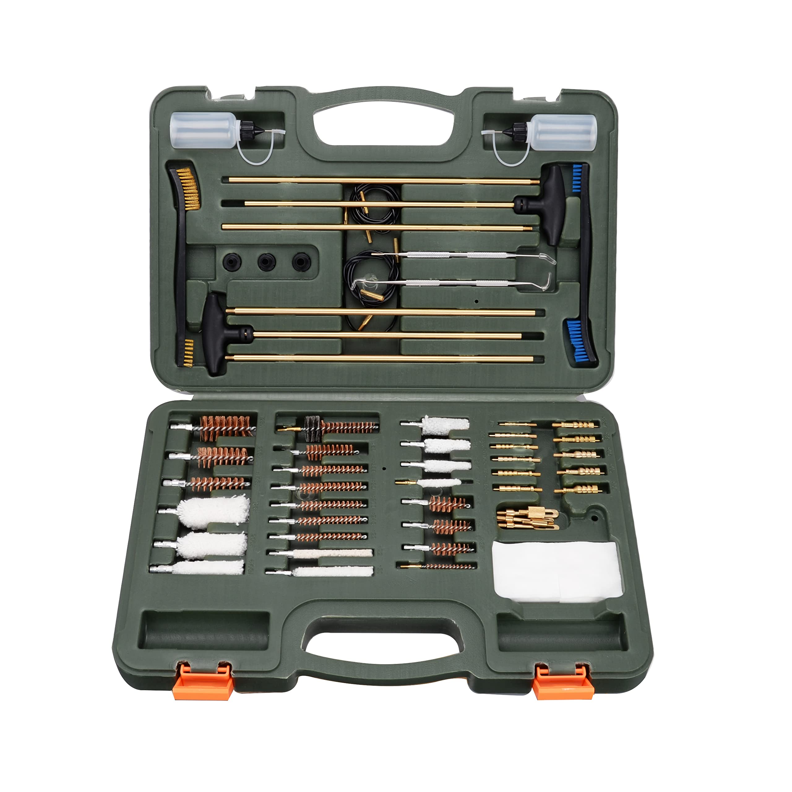 BOOSTEADY Gun Cleaning Kit Universal Gun Cleaning Kit Rifle Shotgun Pistol Cleaning Kit with Lightweight Organized Carrying Case Gun Cleaning Supplies Gun Cleaner Bottle Brass Jags and Tips Green Case