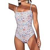 Eomenie Women's One Piece Swimsuits Tummy Control Ruched Bathing Suit 1 Piece Swimwear