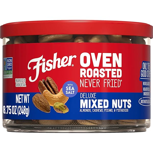 FISHER SNACK OVEN ROASTED NEVER FRIED, ALMONDS, CASHEWS,...