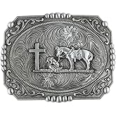 Wojgzon Western Religion Cross Cowboy Kneeling Prayer and Horse Design Belt Buckles for Men