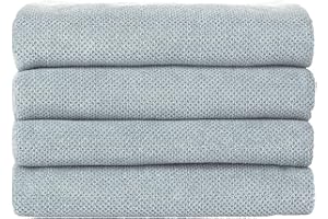 Nate Home by Nate Berkus 100% Cotton Textured Rice Weave Bath Towel Set of 4 | Soft and Absorbent Solid Bathroom Towels from - Set of 4, Pearl Blue (Pale Blue)