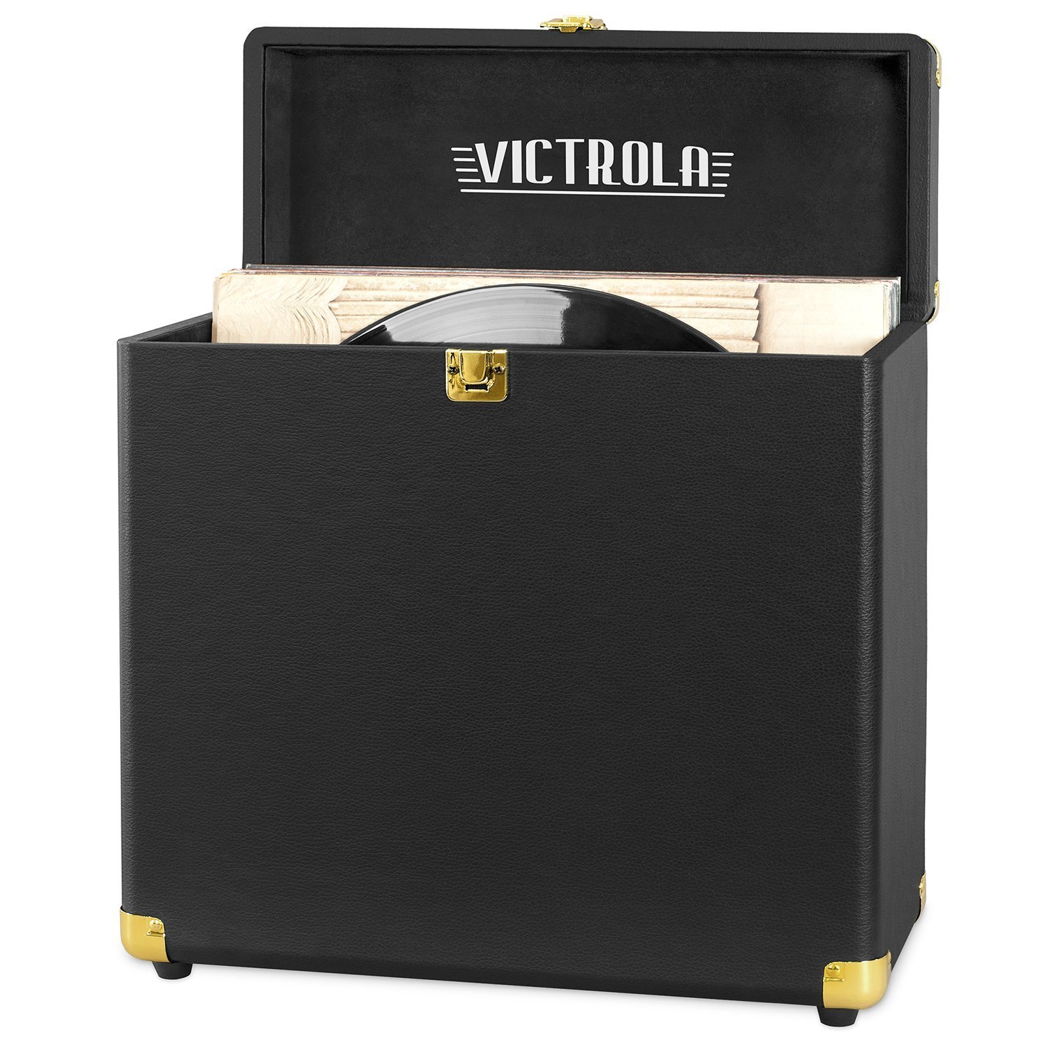 Victrola Vintage Vinyl Record Storage Carrying Case for 30+ Records (Dust/Scratch Free) (Vintage