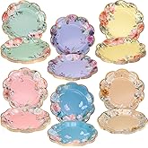 Havawish 60 Pcs Floral Paper Plates Tea Party Disposable Flower Plates Floral Party Decorations for Cake Dessert Weddings Birthday Spring Summer Anniversary Baby Shower Bridal Shower (9")