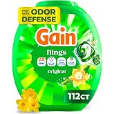 Gain Flings Laundry Detergent Pacs, 112 Count, Original Scent, with Odor Defense, Concentrated Laundry Soap Pacs