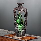 DOBEHOME Mountain Waterfall Incense Burner Backflow Incense Burner Incense Fountain Smoke Waterfall with 20 Backflow Incense Cones,Tweezer,Mat (Vase Shape)