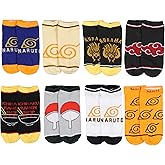 Bioworld Naruto Shippuden Men's Hidden Leaf Kanoha Anime Mix and Match Ankle Socks 8 Pair