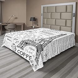 Ambesonne Paris Flat Sheet, Traditional Famous