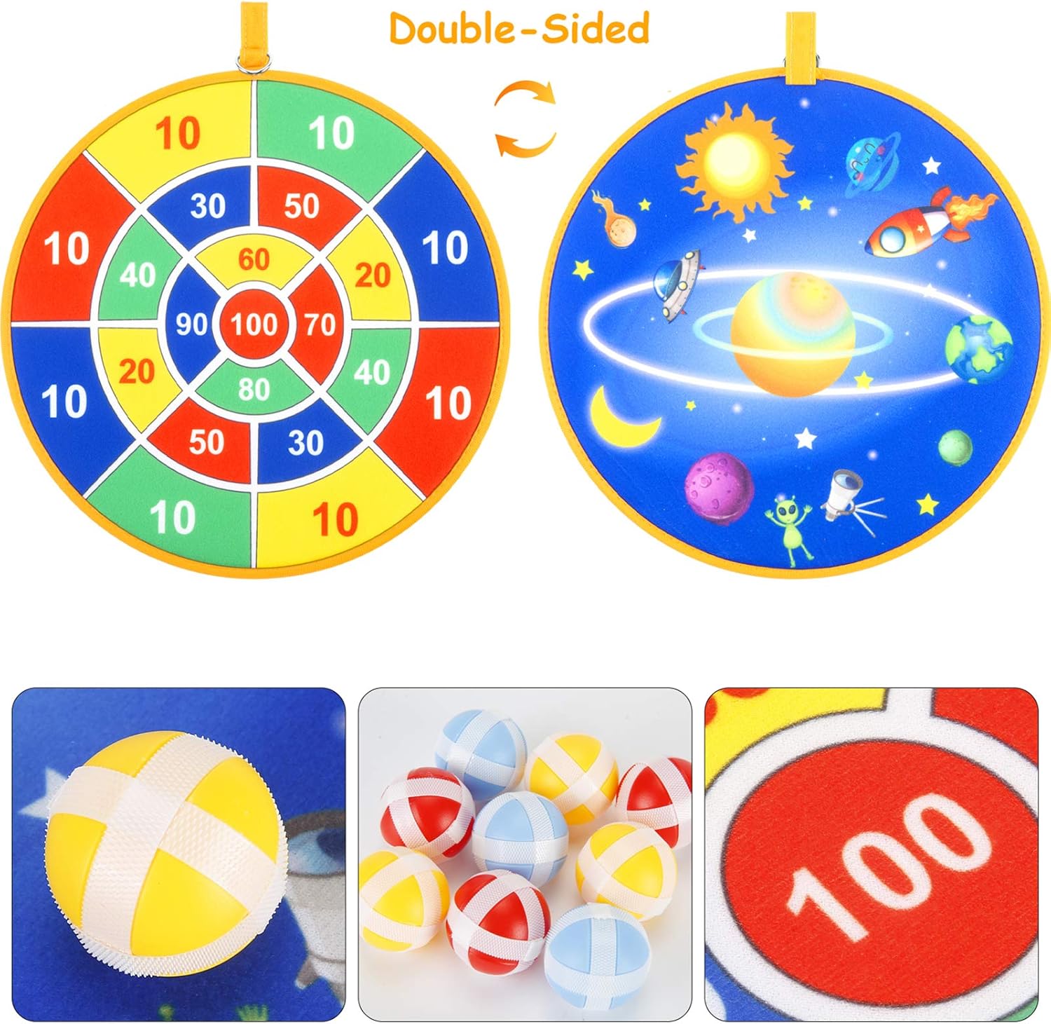 Kids Board Games, Double Sided Safe Dart Board for Kids with 9 Sticky Balls and 13.6 Inches Dartboard, Best Outdoor Indoor Sports Family Party Toys Game Gifts for Boys Girls Children: Toys & Games