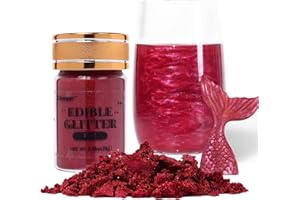 Sujoygar Red Edible Glitter, Food Grade 8g, Edible Glitter for Drinks, Kosher & Halal Certified, Cocktail, Cupcake, Chocolate, Strawberry, Baking