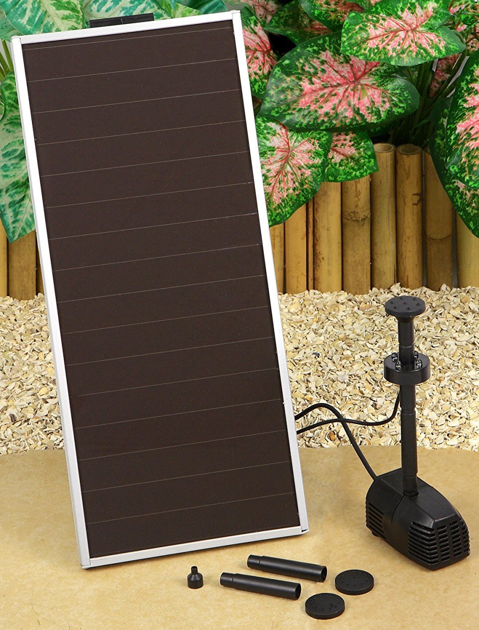 Primrose 300LPH Solar Pump Kit for Outdoor Garden Water Feature Fountains with Lights and Backup Battery