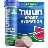 Nuun Sport Electrolyte Tablets Watermelon, GF &amp; Vegan, 4 Pack | 40 Servings with Magnesium, Calcium, Potassium, Chloride &amp; Sodium, Gluten Free &amp; Vegan