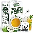 LeafLea 120 Soursop Tea Bags, from 100% Natural Pure Soursop Graviola Leaves, Improve Digestion, Support Healthy Skin & Sleep, Herbal Tea Caffeine-free, Hojas De Guanabana Tea, Non-GMO, Pack of 3