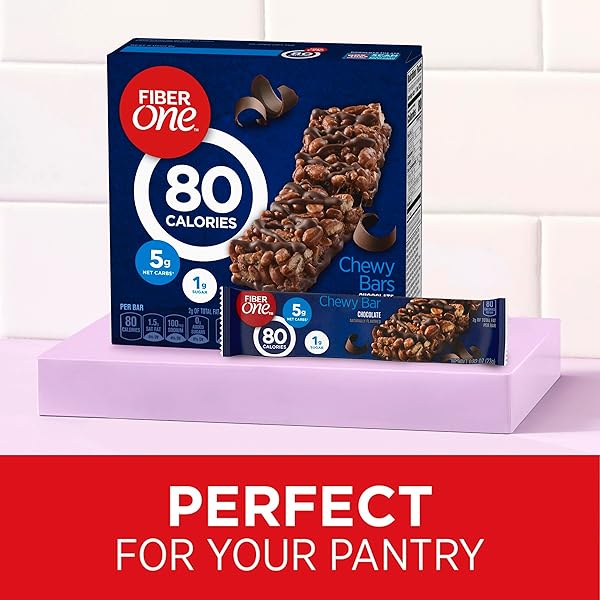 FIBER ONE 80 CALORIE CHEWY BARS, CHOCOLATE, SNACK BARS, 5 CT, 4.1 OZ