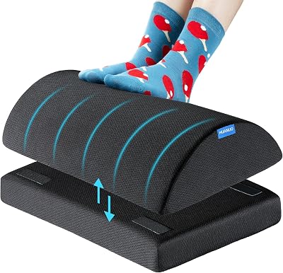 HUANUO Footrest with Memory Foam Adjustable Under Desk Ergonomic