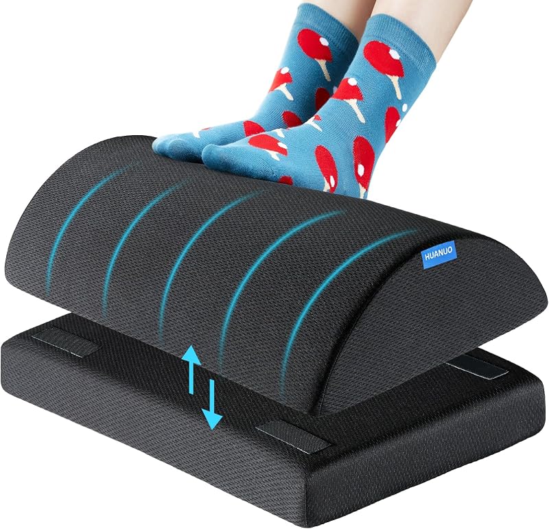 HUANUO Footrest with Memory Foam Adjustable Under Desk Ergonomic