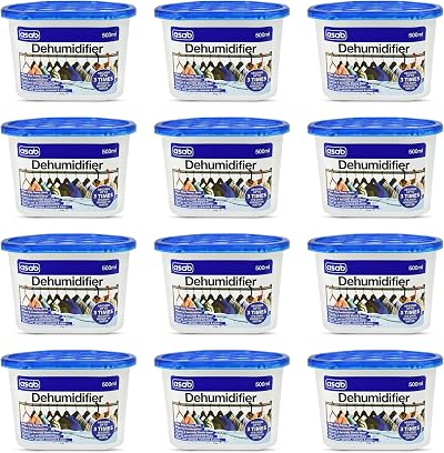 ASAB Dehumidifier Box 500ml Desiccant Moisture Removal Pack 12