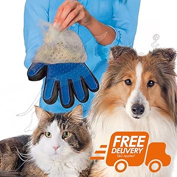 Pets Empire 2-in-1 Soft Groomer Rubber Tips Mitt (Colour May Vary)