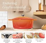 nuovva Enamelled Cast Iron Dutch Oven 6.4 Qt 28cm Orange with Lid view 6