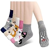 Hellomamma Grip Socks for Women - Non Slip Yoga & Ballet Workout Socks with Animal Pattern